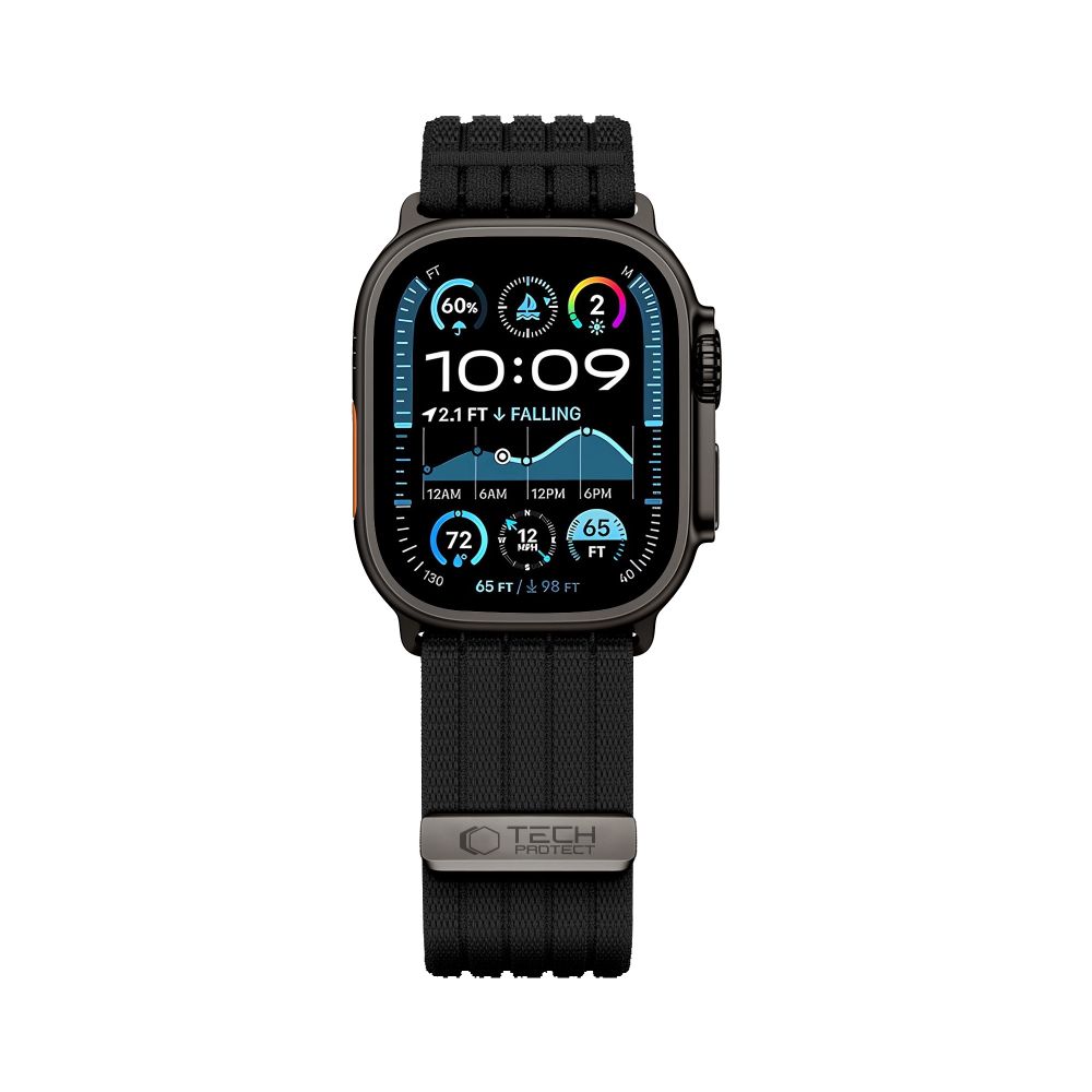 Dirželis Tech-Protect Nylon Sport Apple Watch 8 / 9 / 10 / 11 / SE / Ultra (44 / 45 / 46 / 49 mm), juodas