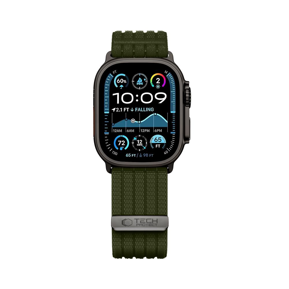 Dirželis Tech-Protect Nylon Sport Apple Watch 8 / 9 / 10 / 11 / SE / Ultra (44 / 45 / 46 / 49 mm), žalias