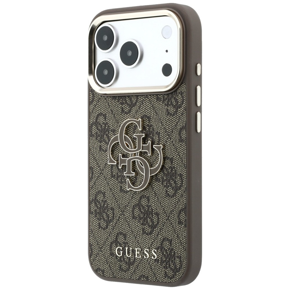 Guess 4G & Big Resin Logo dėklas iPhone 17 Pro / 18 Pro - ruda