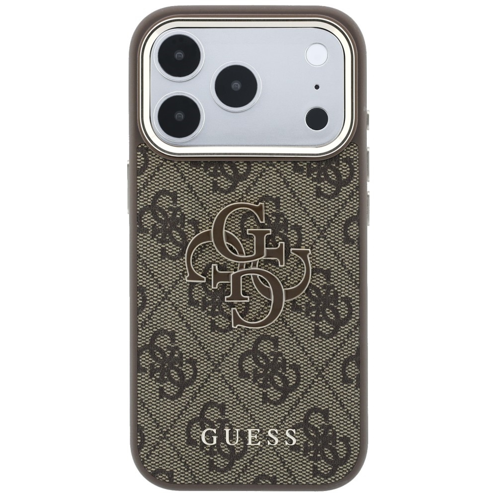 Guess 4G & Big Resin Logo dėklas iPhone 17 Pro / 18 Pro - ruda