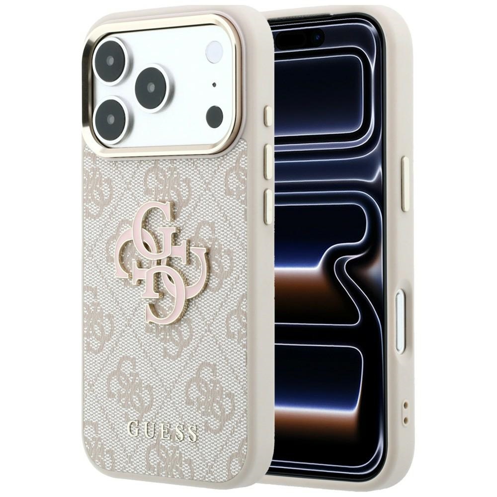Guess 4G & Big Resin Logo dėklas iPhone 17 Pro / 18 Pro - rožinė