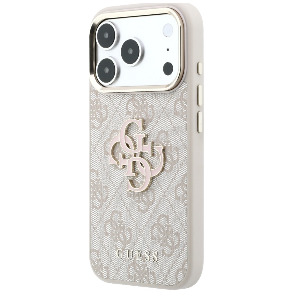 Guess 4G & Big Resin Logo dėklas iPhone 17 Pro / 18 Pro - rožinė