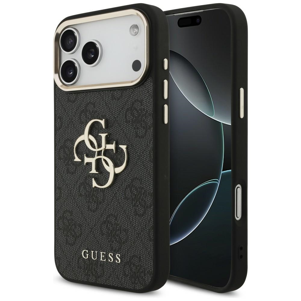 Guess 4G Big 4G Classic Logo dėklas iPhone 17 Pro Max / 18 Pro Max - juodas ir aukso spalva