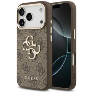 Guess 4G Big 4G Classic Logo dėklas iPhone 17 Pro / 18 Pro - ruda ir aukso spalva
