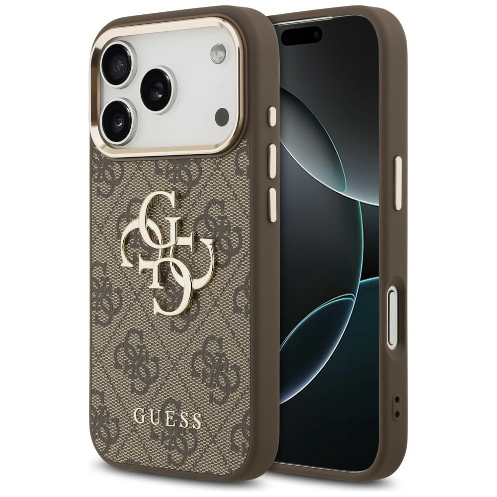 Guess 4G Big 4G Classic Logo dėklas iPhone 17 Pro / 18 Pro - ruda ir aukso spalva