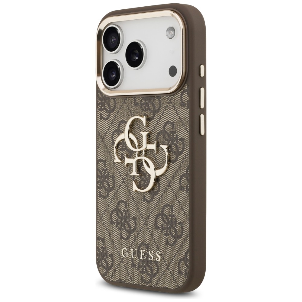 Guess 4G Big 4G Classic Logo dėklas iPhone 17 Pro / 18 Pro - ruda ir aukso spalva