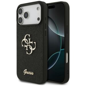 Guess Fixed Glitter Big 4G dėklas iPhone 17 Pro Max / 18 Pro Max - Juoda
