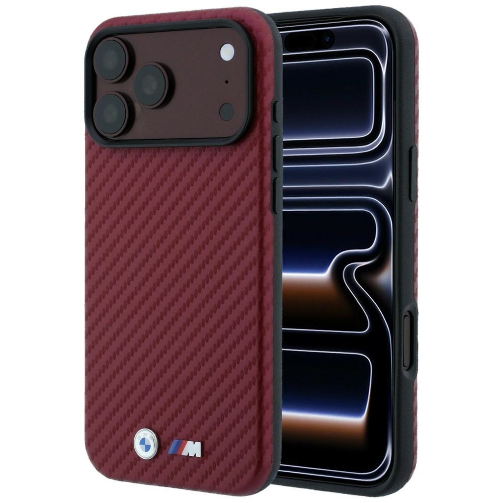 BMW M Carbon Metal Logo MagSafe dėklas iPhone 17 Pro Max / 18 Pro Max - Bordo