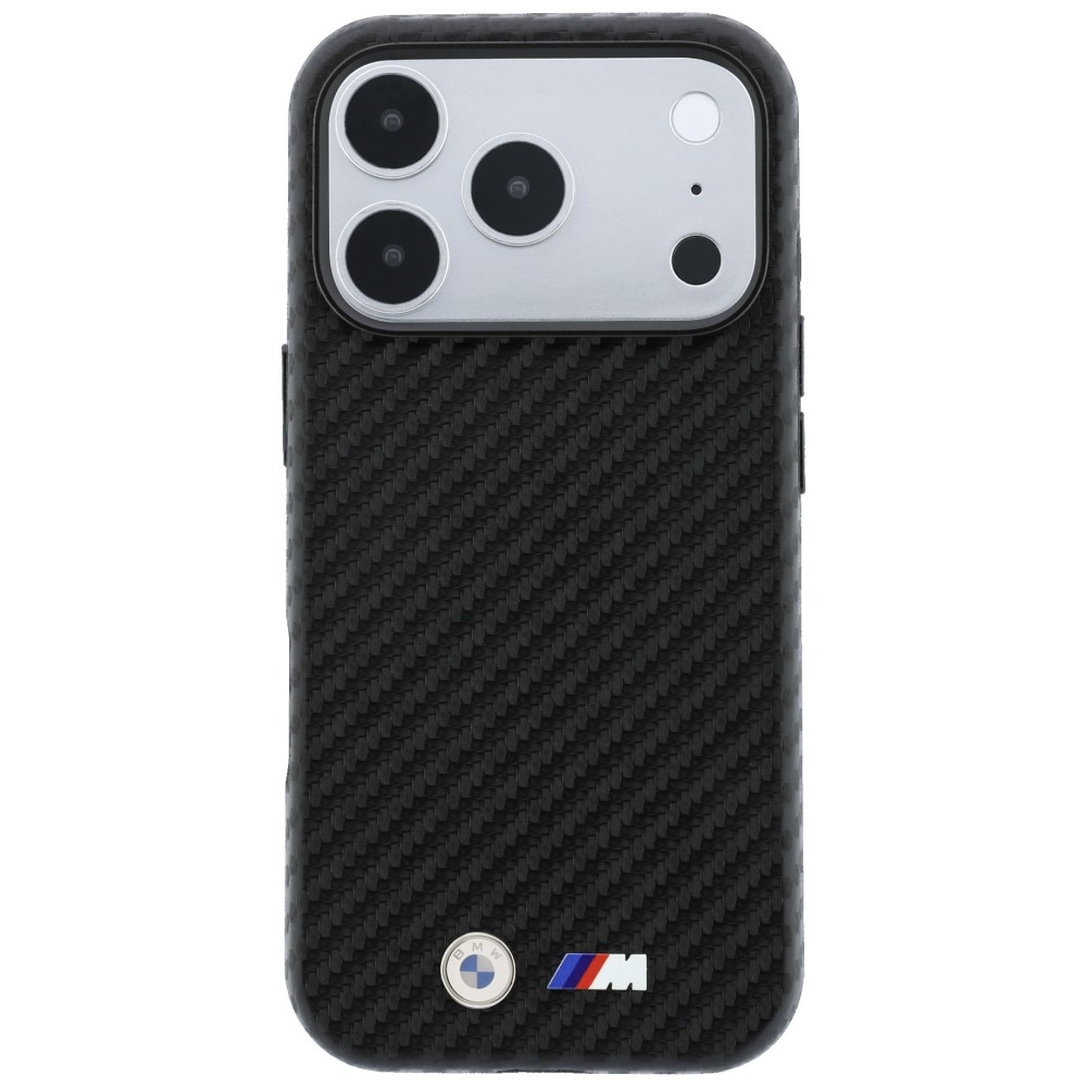 BMW M Carbon Metal Logo MagSafe dėklas iPhone 17 Pro Max / 18 Pro Max - Juoda