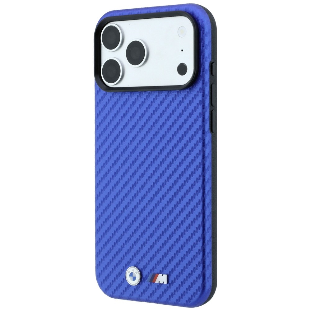 BMW M Carbon Metal Logo MagSafe dėklas iPhone 17 Pro Max / 18 Pro Max - Mėlyna