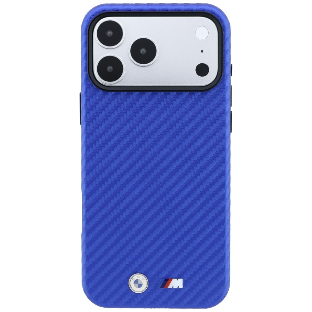 BMW M Carbon Metal Logo MagSafe dėklas iPhone 17 Pro Max / 18 Pro Max - Mėlyna
