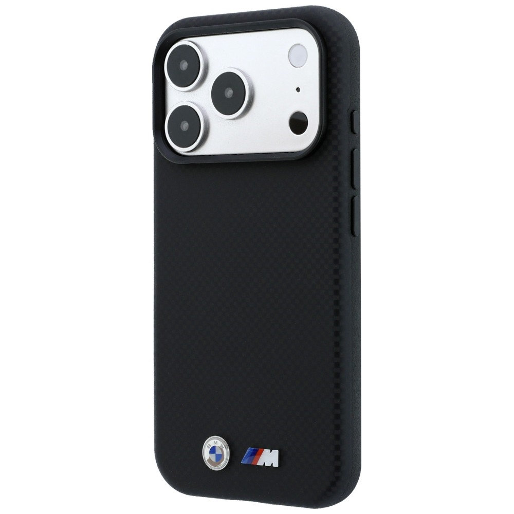 BMW M Quadrille Kevlar Metal Logo MagSafe dėklas skirtas iPhone 17 Pro / 18 Pro - Juoda