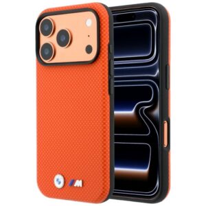 BMW M Quadrille Kevlar Metal Logo MagSafe dėklas skirtas iPhone 17 Pro Max / 18 Pro Max - Oranžinė