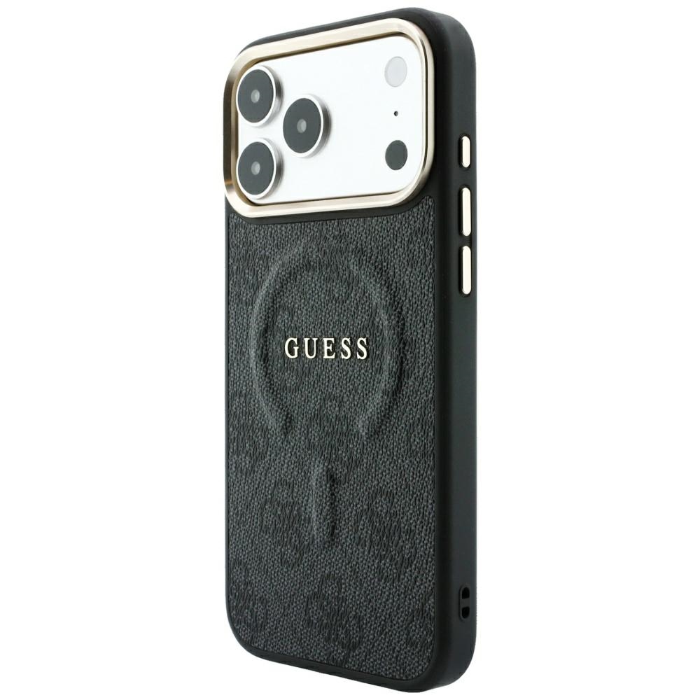 Guess Embossed 4G Classic MagSafe dėklas iPhone 17 Pro / 18 Pro - Juodas