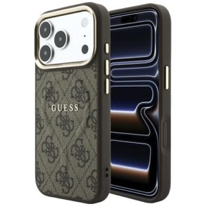 Guess Embossed 4G Classic MagSafe dėklas iPhone 17 Pro Max / 18 Pro Max - Rudas
