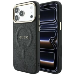 Guess Embossed 4G Classic MagSafe dėklas iPhone 17 Pro Max / 18 Pro Max - Juodas