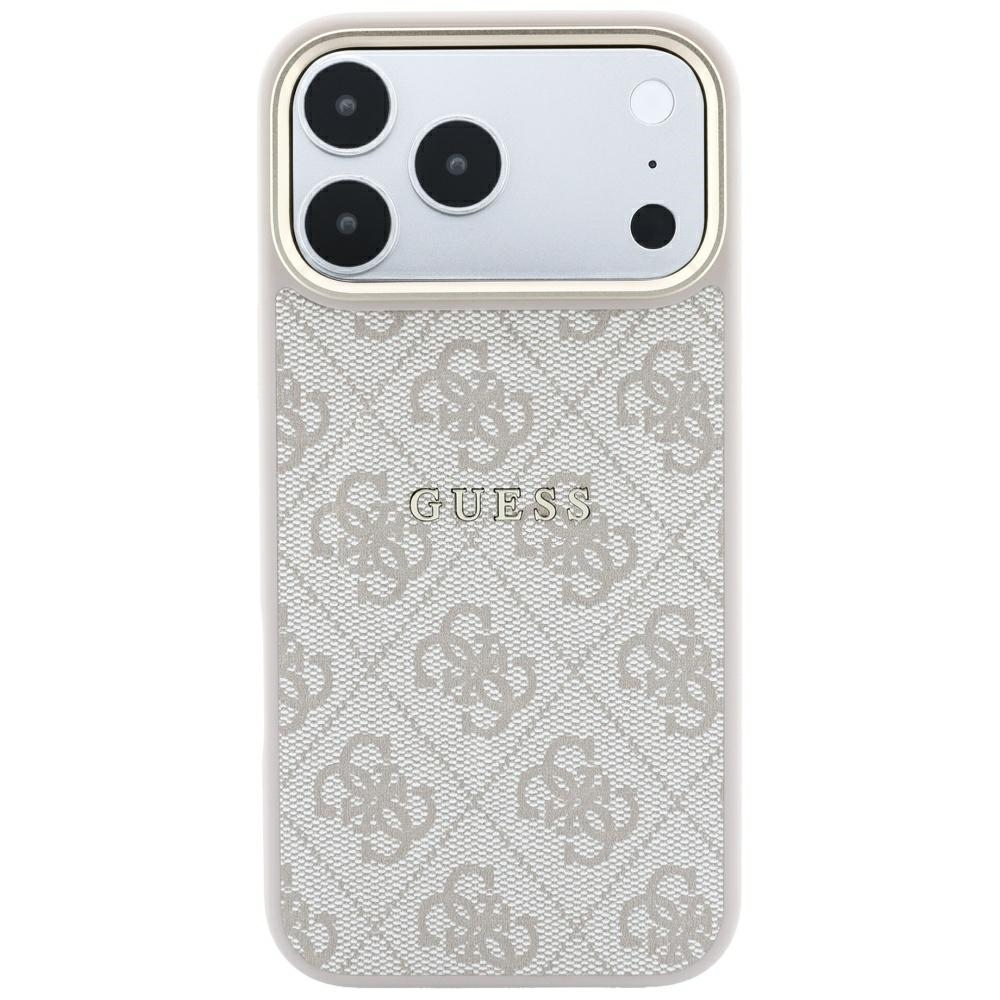 Guess Reljefo 4G Klasikinis MagSafe dėklas iPhone 17 Pro Max / 18 Pro Max - Rožinė