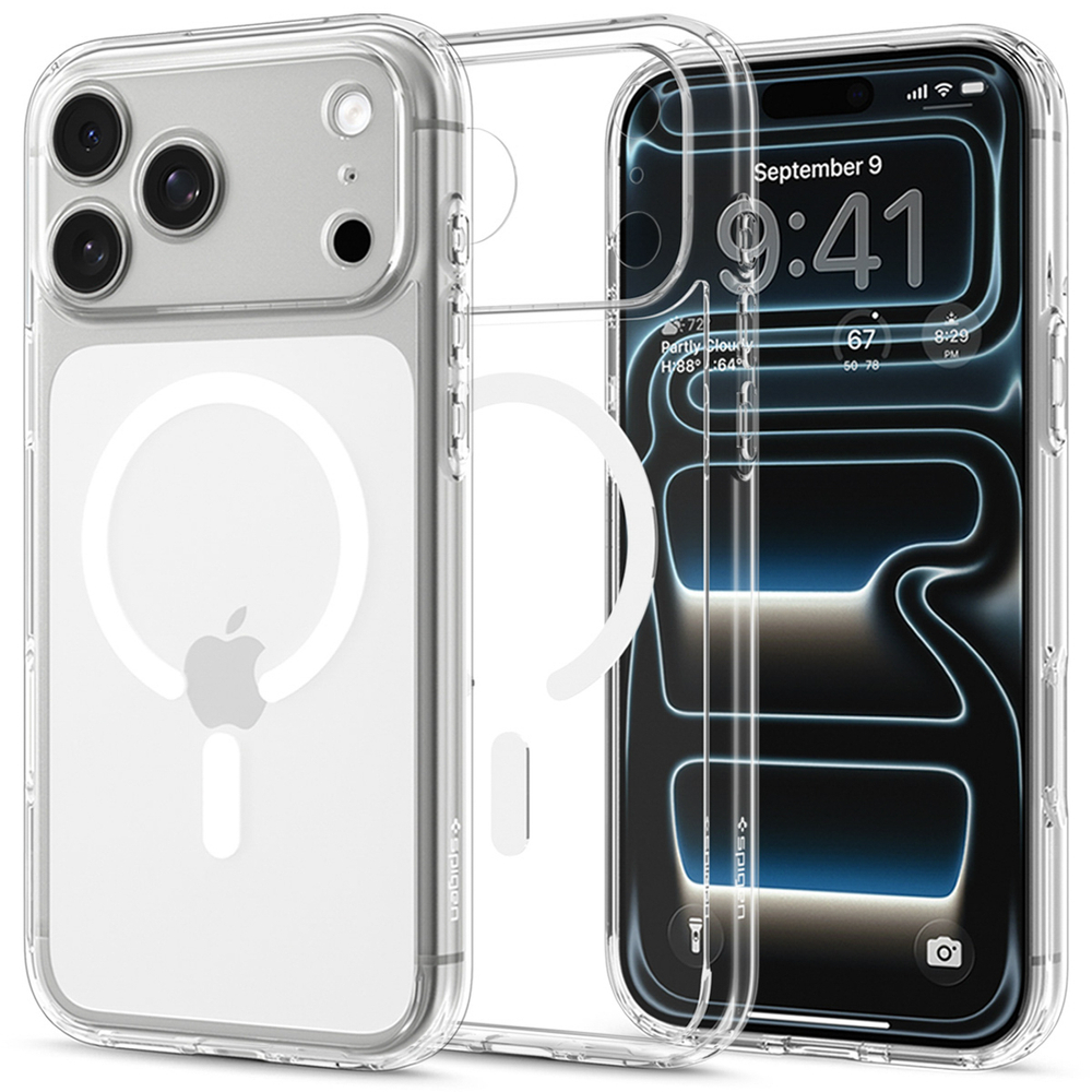 Spigen Ultra Hybrid MagSafe Case iPhone 18 Pro / 17 Pro - Skaidri ir balta