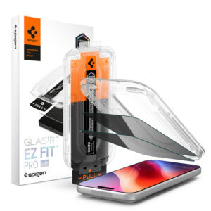 Spigen Glas.tR EZ Fit Pro HD AC 2 pakuotė privatumo grūdintas stiklas iPhone 18 Pro