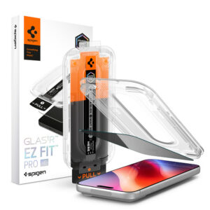 Spigen Glas.tR EZ Fit Pro HD AC privatumo grūdintas stiklas iPhone 18 Pro