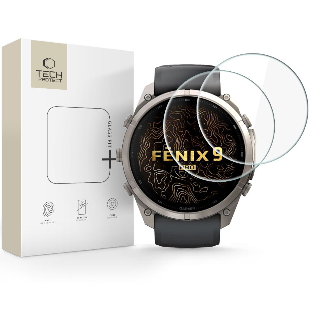 Apsauginis stiklas Tech-Protect Glass Fit+ Garmin Fenix 9 Pro (51 mm), 2 vnt., skaidrus