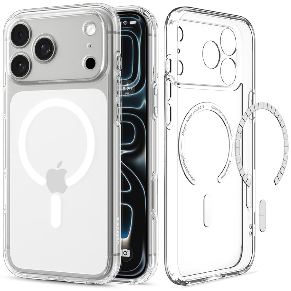 Dėklas Spigen Ultra Hybrid MagSafe iPhone 17 Pro Max / 18 Pro Max, skaidrus baltas