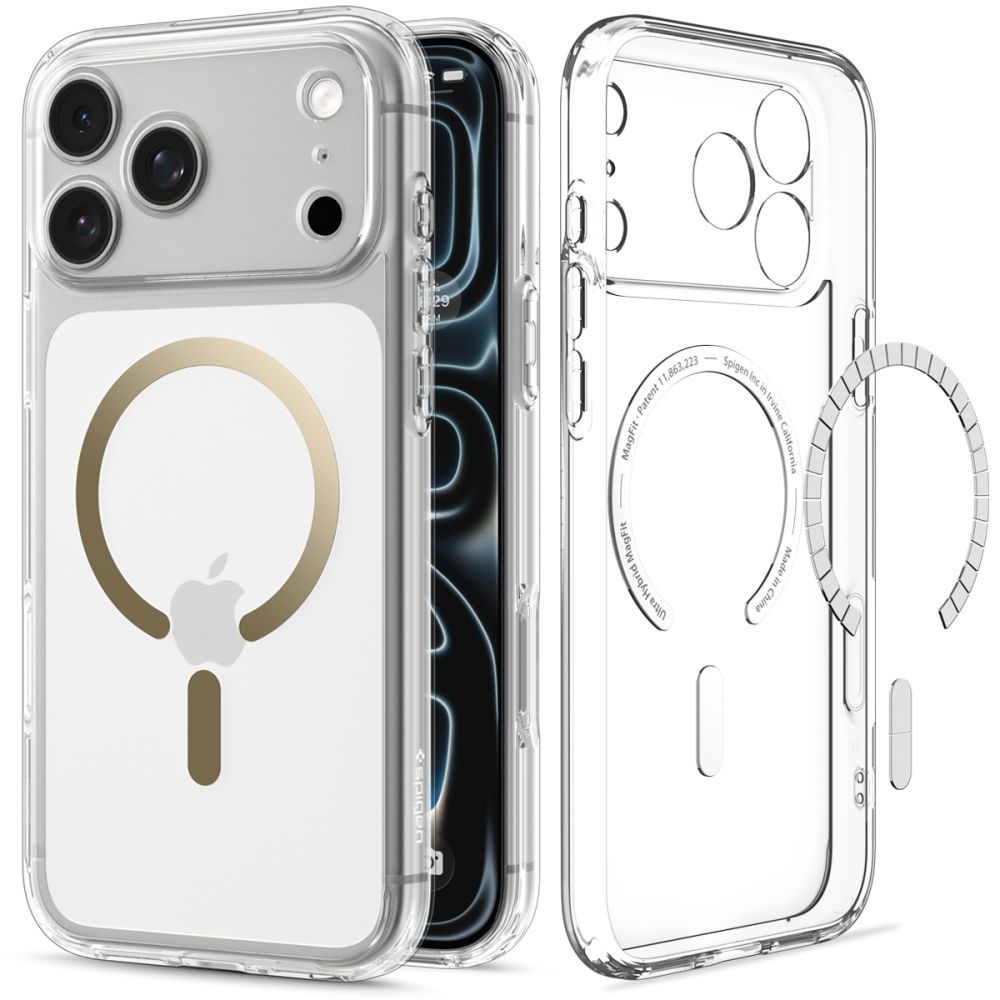 Dėklas Spigen Ultra Hybrid MagSafe iPhone 17 Pro Max / 18 Pro Max, skaidrus auksinis