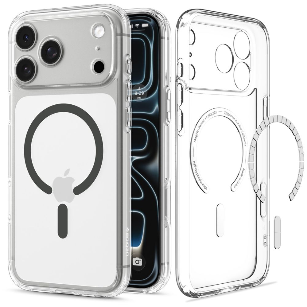 Dėklas Spigen Ultra Hybrid MagSafe iPhone 17 Pro / 18 Pro, skaidrus grafitinis