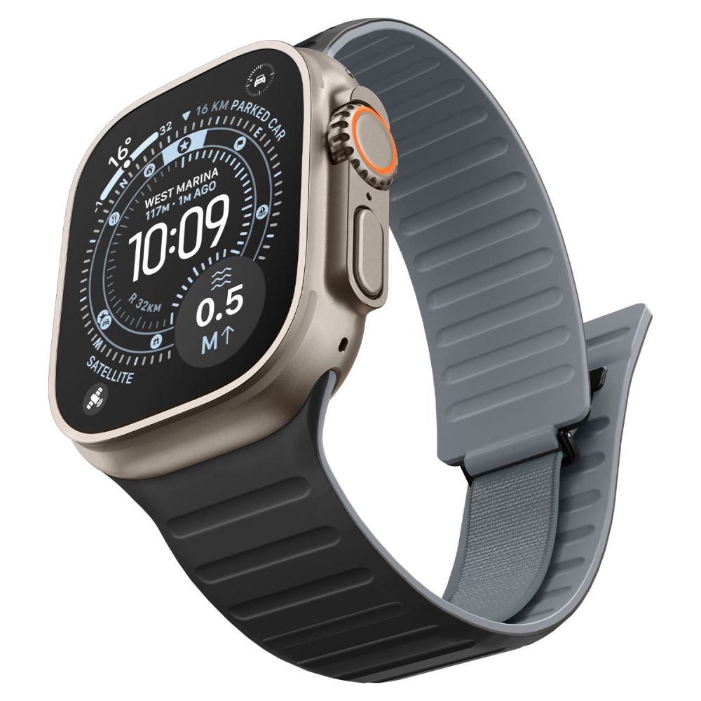 Dirželis Spigen Athlex Air M Apple Watch 8 / 9 / 10 / 11 / 12 / SE / Ultra (44 / 45 / 46 / 49 mm), juodas/pilkas