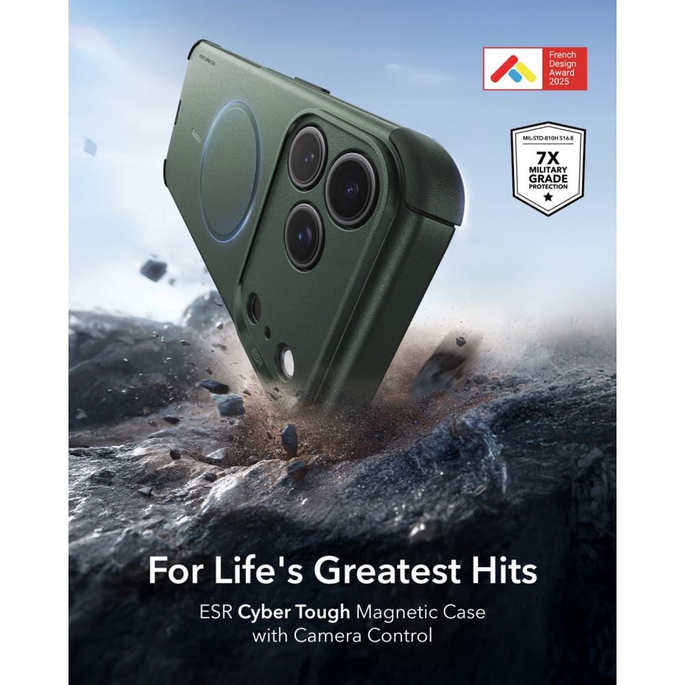 Dėklas ESR Cyber Tough MagSafe iPhone 17 Pro Max / 18 Pro Max, žalias