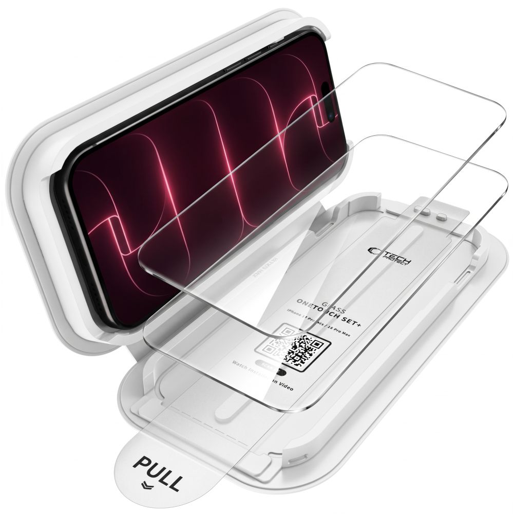 Apsauginis stiklas Tech-Protect OneTouch Set+ iPhone 17 Pro Max / 18 Pro Max, 2 vnt., skaidrus