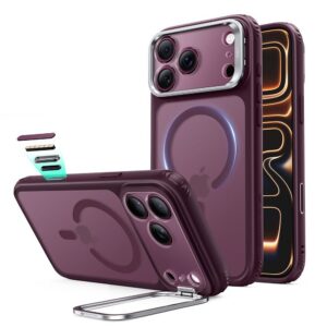 Dėklas ESR Classic Hybrid Kickstand MagSafe iPhone 17 Pro / 18 Pro, matinis tamsiai bordo