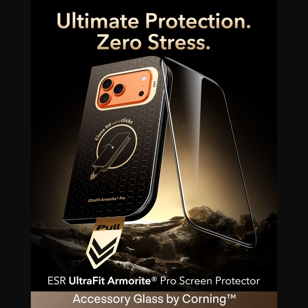 Apsauginis stiklas ESR UltraFit Armorite Pro, iPhone 17 Pro Max / 18 Pro Max, juodas