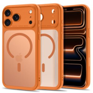 Dėklas Tech-Protect MagPeak MagSafe CC iPhone 17 Pro Max / 18 Pro Max, matinis kosminis oranžinis