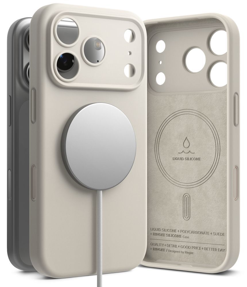Dėklas Ringke Silicone Magnetic MagSafe iPhone 17 Pro Max / 18 Pro Max, akmens pilkas