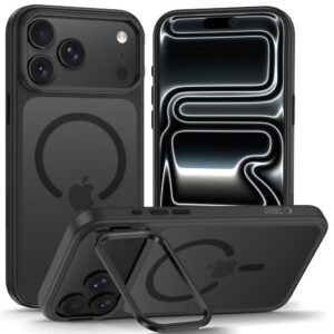 Dėklas Tech-Protect MagStand MagSafe CC iPhone 17 Pro / 18 Pro, matinis juodas