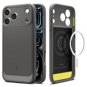Dėklas Spigen Rugged Armor Mag MagSafe iPhone 17 Pro / 18 Pro, pilkas