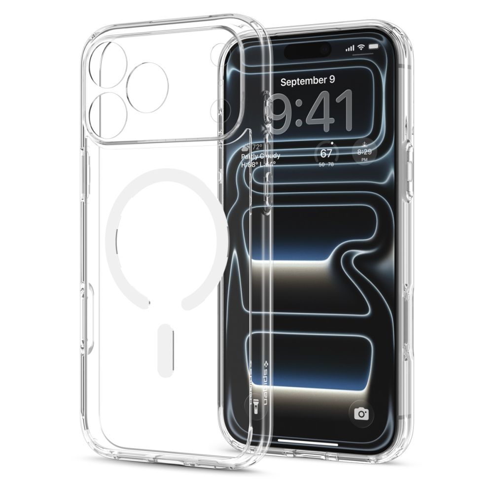 Dėklas Spigen Ultra Hybrid MagSafe iPhone 17 Pro Max / 18 Pro Max, skaidrus baltas