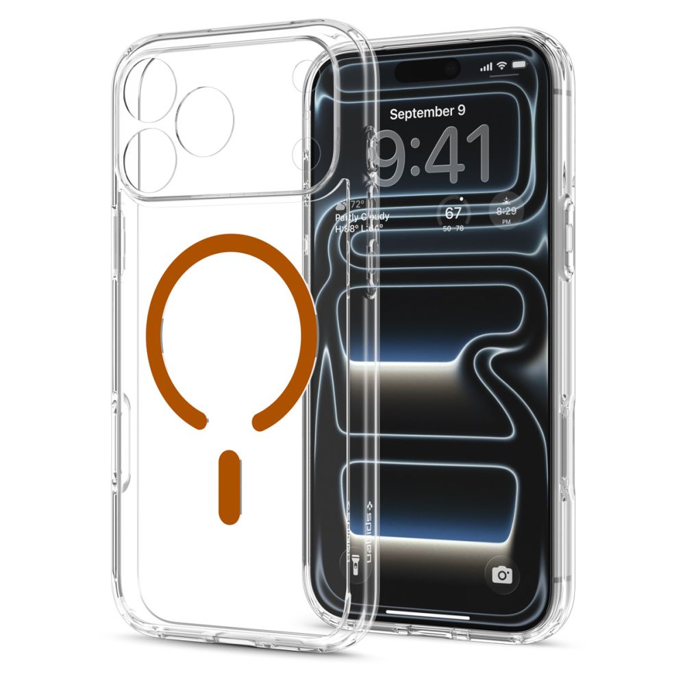 Dėklas Spigen Ultra Hybrid MagSafe iPhone 17 Pro / 18 Pro, skaidrus oranžinis