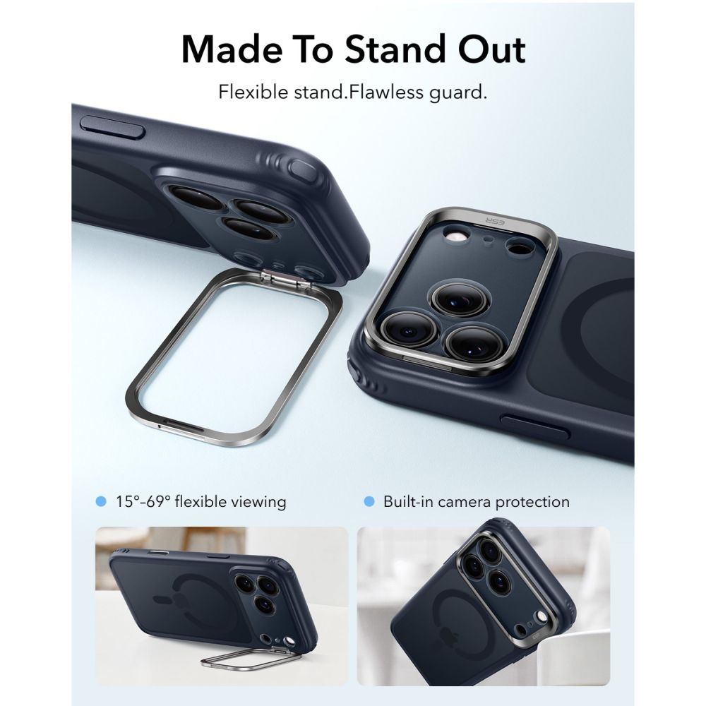 Dėklas ESR Classic Hybrid Kickstand MagSafe iPhone 17 Pro / 18 Pro, matinis mėlynas
