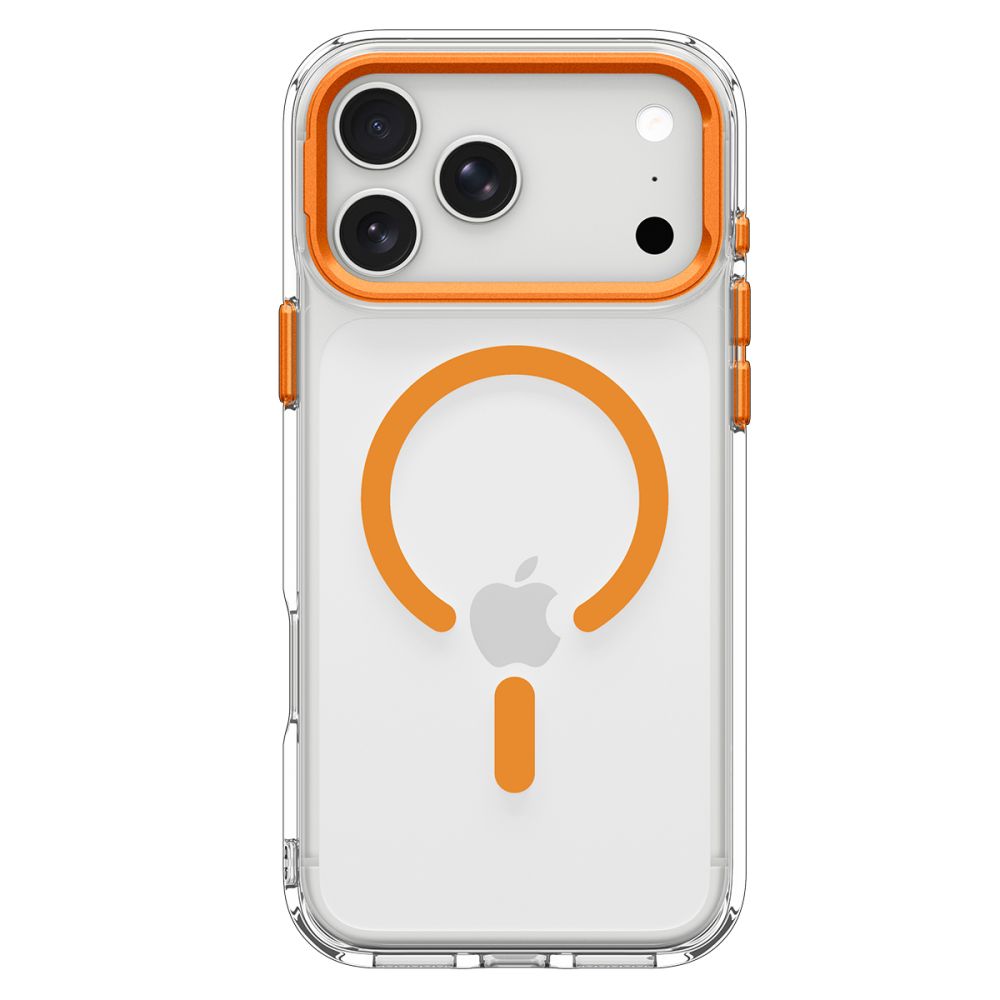 Dėklas Spigen Ultra Hybrid Optik S MagSafe iPhone 17 Pro Max / 18 Pro Max, skaidrus / oranžinis