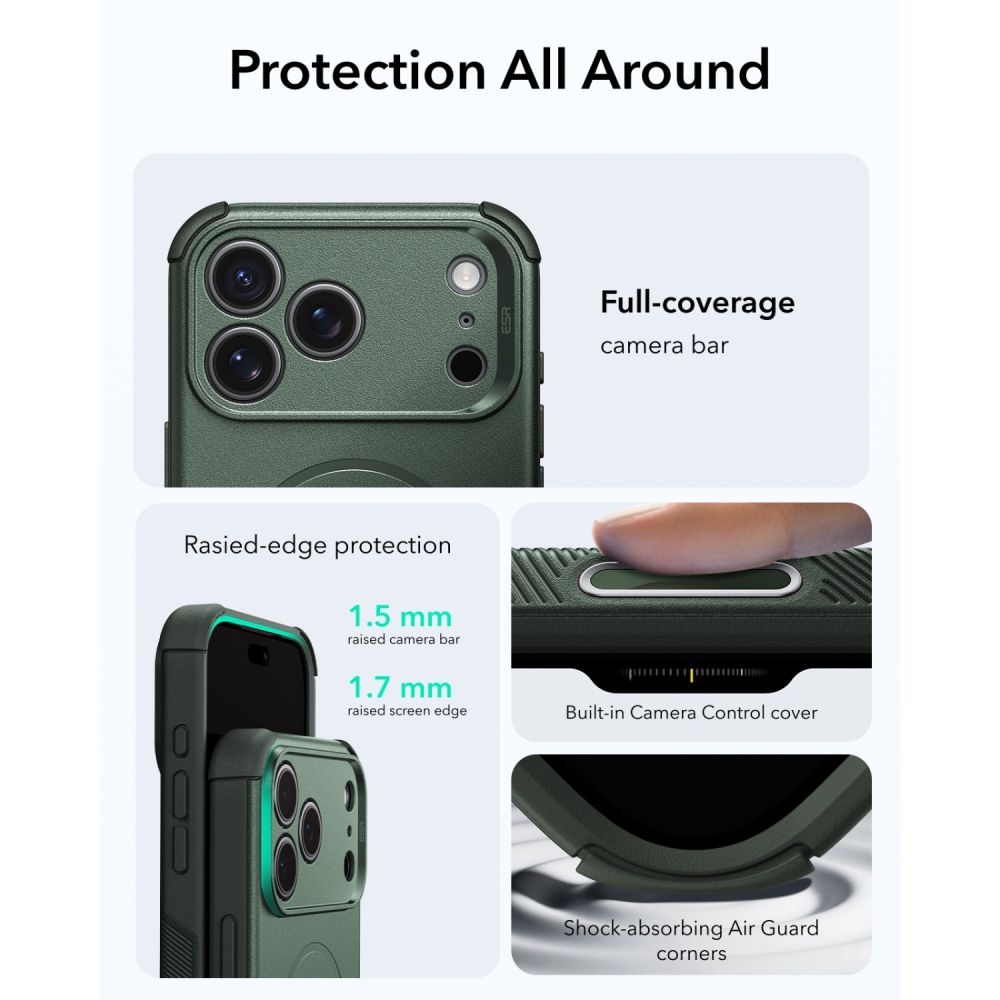 Dėklas ESR Cyber Tough MagSafe iPhone 17 Pro Max / 18 Pro Max, žalias
