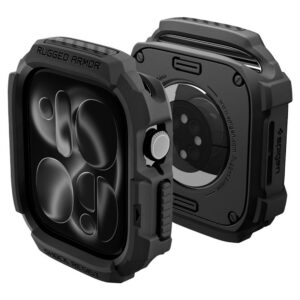 Dėklas Spigen Rugged Armor Apple Watch 12 (42 mm), matinis juodas