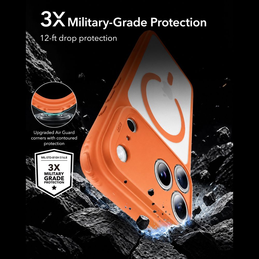 Dėklas ESR Classic Hybrid MagSafe iPhone 17 Pro Max / 18 Pro Max, matinis oranžinis