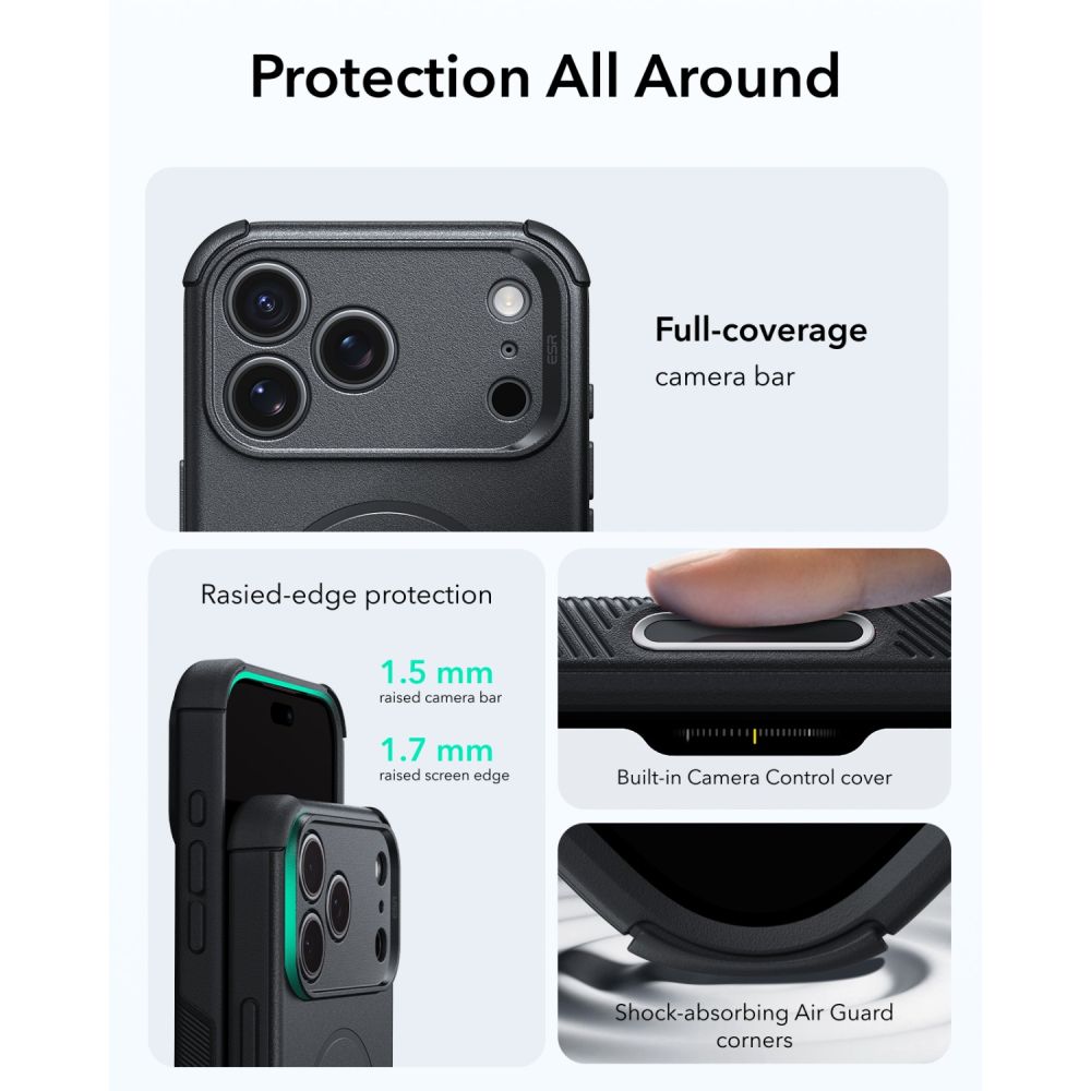 Dėklas ESR Cyber Tough MagSafe iPhone 17 Pro Max / 18 Pro Max, juodas