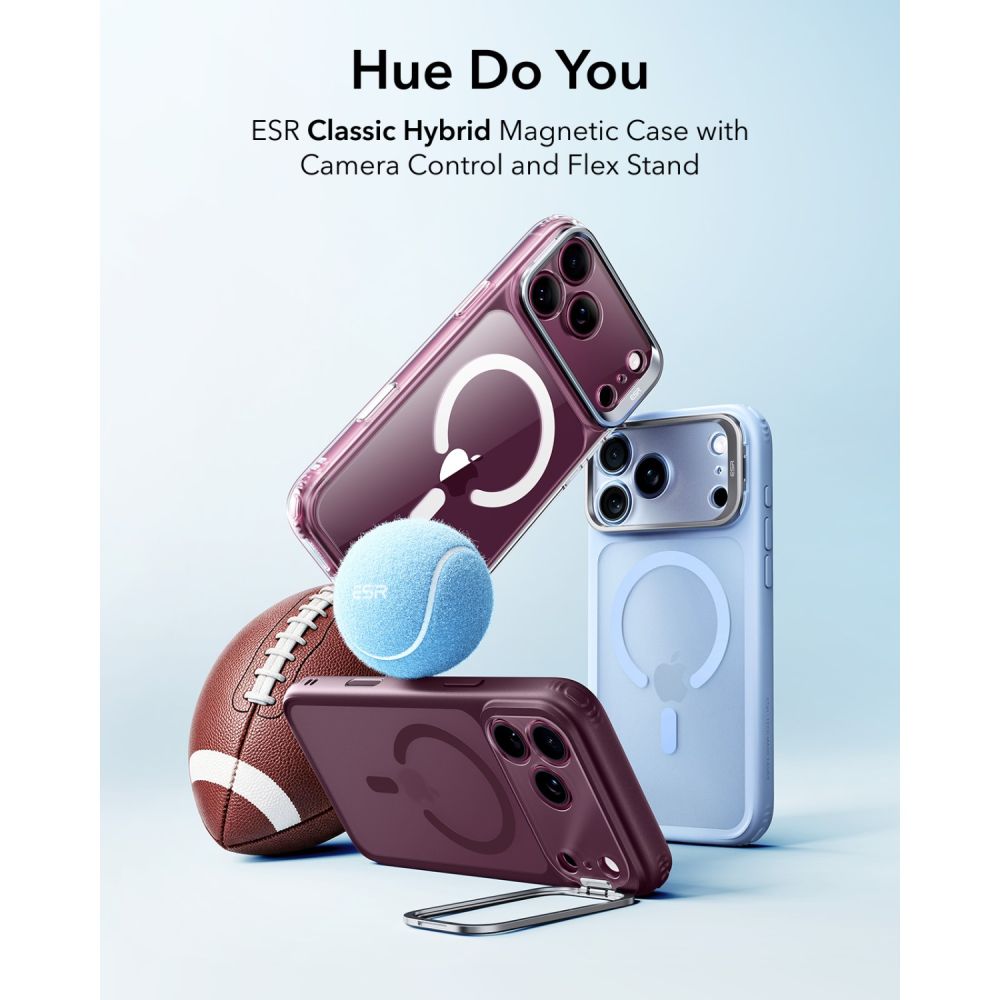 Dėklas ESR Classic Hybrid Kickstand MagSafe iPhone 17 Pro Max / 18 Pro Max, matinis tamsiai bordo