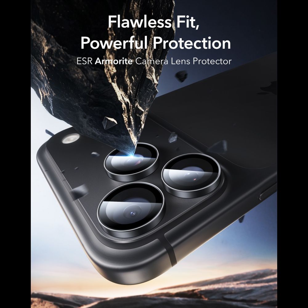 Kameros apsauginis stiklas ESR Armorite Camera Protector iPhone 18 Pro / 18 Pro Max, 2 vnt., juodas