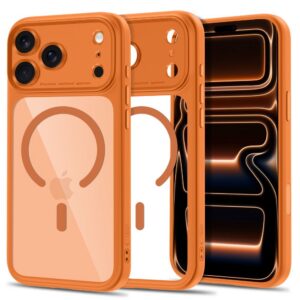 Dėklas Tech-Protect MagPeak MagSafe CC iPhone 17 Pro / 18 Pro, kosminis oranžinis/skaidrus