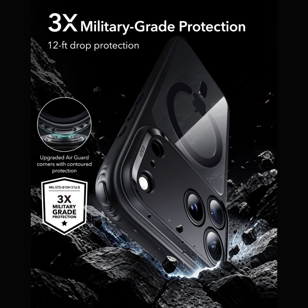 Dėklas ESR Classic Hybrid MagSafe iPhone 17 Pro / 18 Pro, skaidrus/juodas
