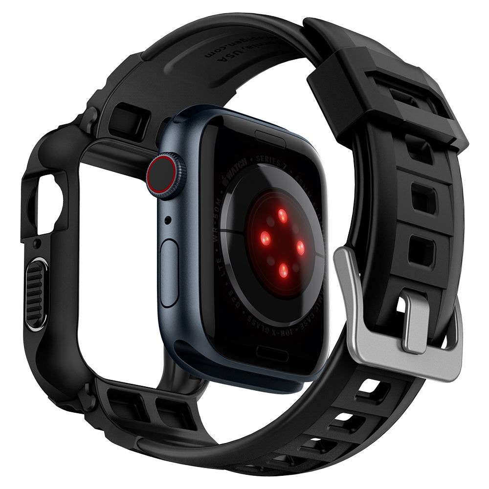 Dirželis Spigen Rugged Armor Pro Apple Watch 6 / 7 / 8 / 9 / SE 1 / 2 / 3 (44 / 45 mm) juodas